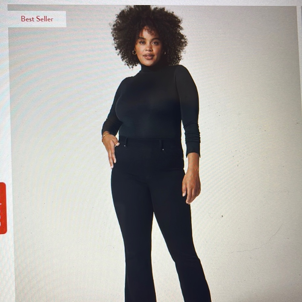 Spanx flared jeans clean black petite large